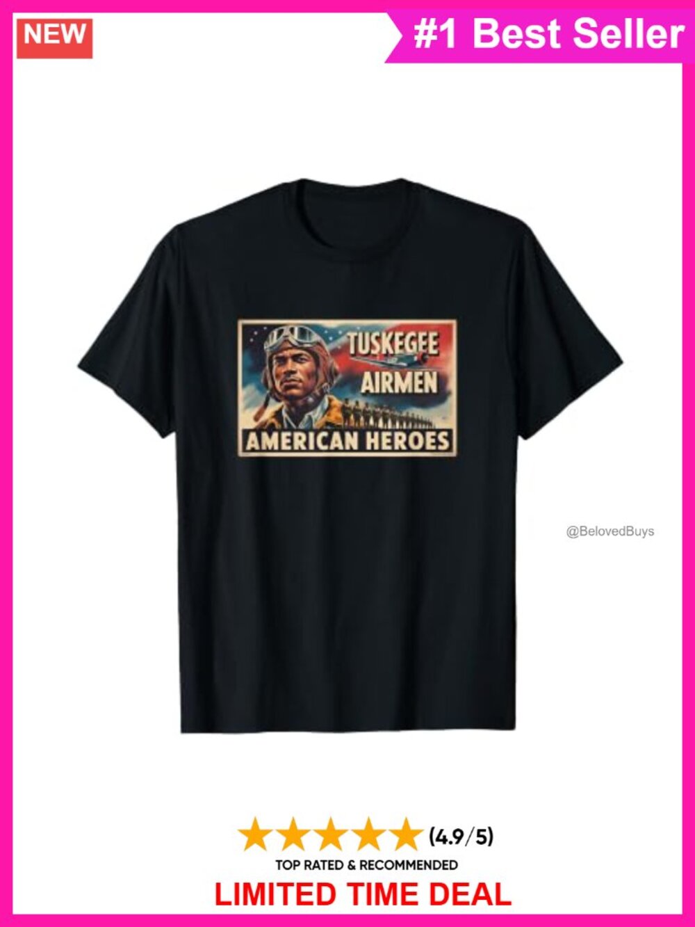 Tuskegee Airmen WWII Black History Graphic T-Shirt Crew Neck